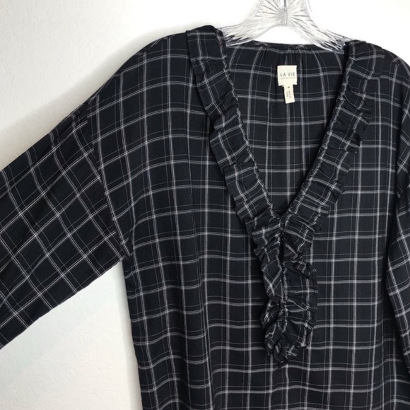 LA VIE Rebecca Taylor Plaid Ruffle Top - Picture 3 of 12